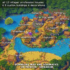 an image of a map that shows the locations of different towns and towns in minecraft