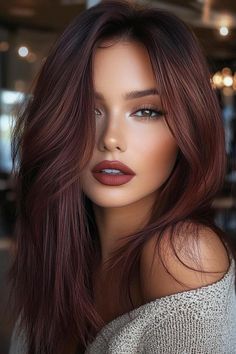 Embrace fall's rich hair colors for brunettes. Our gallery showcases 20 stunning shades to elevate your look this season. Fall Hair One Color, Hair For Latinas Color, Brunette Autumn Hair, Hair Color Trends For Fall 2024, Fall Hair Colors Red Auburn, Hair Colour Ideas Brunette, Burgandy Brown Hair, Copper Hair For Brunettes, Burgundy Hair Green Eyes