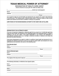 the texas medical power of attorney form