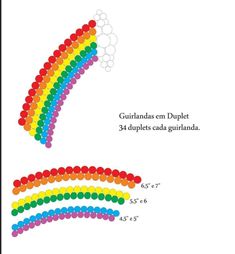 an image of rainbows and dots in the shape of a number on a white background