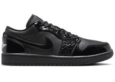 Consulta el Jordan 1 Low SE Patent Elephant Black (Women's) disponible en StockX Sneakers Jordan, Black Jordans, Onitsuka Tiger, Hot Sneakers, Air Jordan 1 Low, Jordan 1 Low, Adidas Yeezy, Jordan Retro, Lanvin