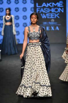 Punit Balana at Lakmé Fashion Week summer/resort 2019 | Vogue India Indian Inspired Outfits, Cocktail Wedding Attire, Punit Balana, Ghaghra Choli, Indian Bridesmaids, Navratri Dress, Black Lehenga, Casual Indian Fashion, Indian Lehenga