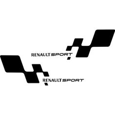 two black and white logos with the words renaut sport on it's side