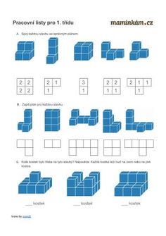 a blue poster with numbers and shapes for the same item in each one's image