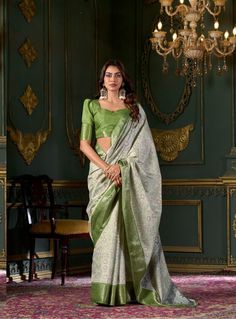 Green Charming Pure Silk Wedding Wear Saree, Saree for USA Women, Silk Saree, Pre Stitched Saree, Saree for Women, Saree, Silk Saree, Sari. - Etsy