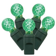 green led christmas lights on black plastic holders