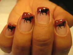 cute horse nail art Country Girl Nails, Elegant Sport, Cowboy Nails, Indian Nails