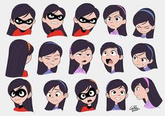 various facial expressions in cartoon style