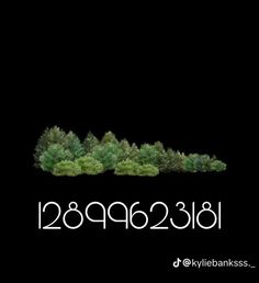 a black background with trees and numbers in white on the bottom right hand corner is an image of green bushes