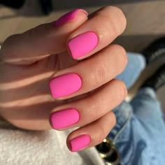 Hot Pink Matte Nails, Pink Matte Nails, Gold Gel Nails, Dark Pink Nails, Matte Pink Nails, Pink Manicure, Matte Nails Design, Cute Gel Nails, Nails Only