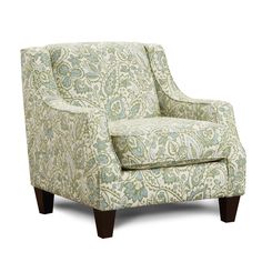 a green and blue patterned chair on a white background