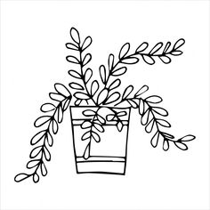 a potted plant with leaves in it on a white background coloring pages for kids