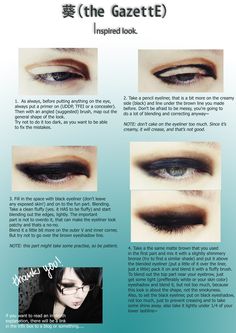 Oog make up tutorial! Visual Kei Makeup, Maquillage Goth, Kei Visual, Swag Makeup, Emo Makeup, Makijaż Smokey Eye, Dope Makeup, The Gazette, Edgy Makeup