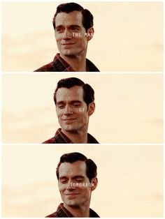 four different shots of the same man smiling and looking at each other, with words above them