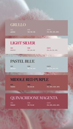 Colors:
A89294
DDD7D7
B6C4CA
9A5554
954650 Albino Color Palette, Seven Color Palette, Grounded Color Palette, Happy Colors Palette, Cornflower Palette, Fruity Color Palette, 3 Colors Palette, 3 Color Pallete