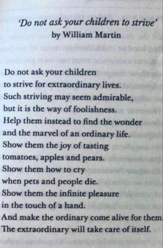 an open book with the words do not ask your children to arrive by william martin