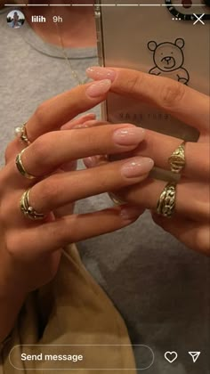 Soft Nails Colors, The Perfect French Nails, Neutral Girly Nails, Engagement Nails Elegant, Adrienne Bailon Nails, Neutral Short Coffin Acrylic Nails, Almond Nails Put It In Neutral, Natural Oval Nails Designs, Bridal Nails Color