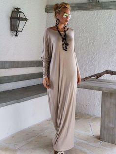 Graceful Off the Shoulder Knit Long Maxi Dress Sukienki Maksi, Loose Maxi Dress, Traje Casual, Maxi Robes, Long Sleeve Maxi, Hippie Chic, Dress Plus Size, Mode Inspiration, Plus Size Dress