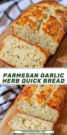 this is an image of parmesan garlic herb quick bread