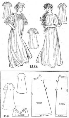 an old fashion sewing pattern for women's dresses