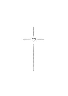 a cross with a heart drawn on it