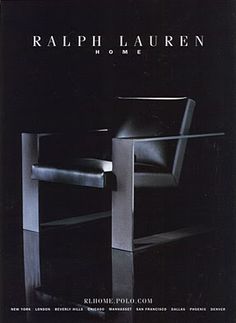 a black and white photo of a chair with the words ralphlauren on it