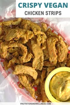 crispy vegan chicken strips with dipping sauce