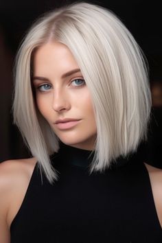 Short Platinum Blonde Hairstyles, Platinum Blonde Bob Hairstyles, Blond Hair Shoulder Length, Blonde Bob Straight Hair, Shoulder Length Platinum Blonde Hair, Medium Length Platinum Blonde Hair, Platinum Bob Hair, Straight Shoulder Length Hair, Blonde Shoulder Length Hair