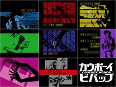 an image of some anime characters in different colors and styles on the same screen as well as text