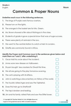 a printable worksheet with the words common and proper