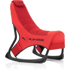 a red and black chair with the word playseat on it