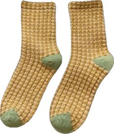 aesthetic plaid pattern socks, grid print socks, cute socks, yellow socks, cozy socks boogzel Warm Casual Beige Socks, Casual Warm Beige Socks, Trendy Knitted Socks For Spring, Trendy Yellow Winter Socks, Trendy Yellow Socks, Comfortable Yellow Winter Socks, Casual Yellow Socks For Spring, Casual Beige Knitted Socks, Y2k Socks