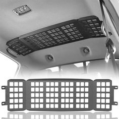 the front and rear grilles of a car with black squares on it, including one for