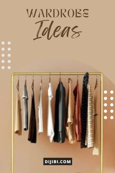 a rack with clothes hanging on it and the words wardrobes ideas