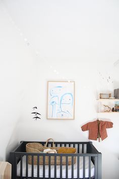 a baby's room is shown with an instagramt on the phone screen