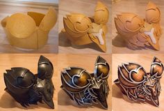 four different types of armor made out of egg shells and eggs in the shape of animals