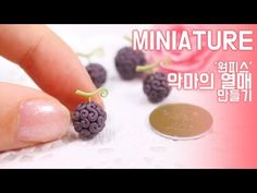 miniature raspberries are being held by someone's finger with a coin in the background