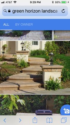 the steps are made from concrete and have plants growing on each step in front of them