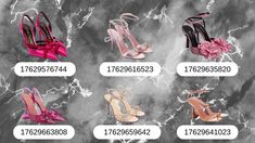 nine pairs of high heels with bows on them