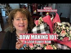 a woman sitting in front of a pile of bows and other items with the words bow making 101 on it