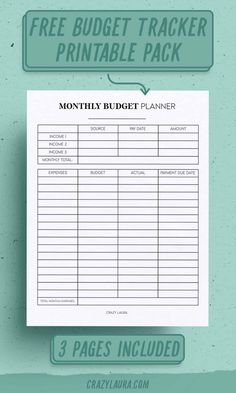 the free budget tracker printable pack