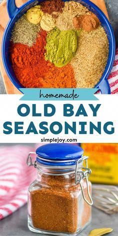 homemade old bay seasoning mix in a blue bowl