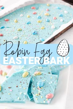 an easter egg bark recipe with sprinkles and eggs