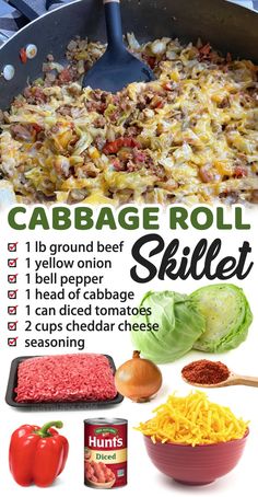 the recipe for cabbage roll skillet is shown