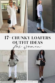 Loafers Outfit Spring 2024, Heeled Penny Loafers Outfit, Chunky Loafer Street Style, Spring Chunky Loafers Outfit, How To Style Black Chunky Loafers, Chunky Loafers Outfit Black Women, Work Outfits With Chunky Loafers, Women’s Black Loafers Outfit, 2024 Loafers Outfit