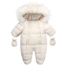 PRICES MAY VARY. 🌈High-quality Materials- The baby winter snow suits is made of high-quality polyester fiber. The infant snowsuit have double zipper closure in the front, it can be worn in a short time to prevent the baby from catching cold during the changing process. 🌈Warm Design- The newborn winter snowsuit keep baby's head and ears inside and warm when outing. And the toddler snowsuit comes with gloves to keep your cute baby's hands warm. Note: The feet of 0-3-6 Months and 6-9-12 Months ar