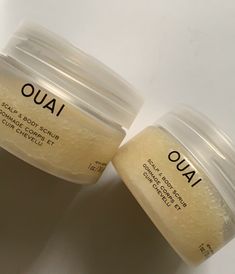 X2 Mini Travel Size Scalp & Body Scrub by OUAI 1oz/30 ml each Brand New! OUAI's deep-cleansing, foaming Scalp & Body Scrub is like a trip to rehab for your scalp and skin. A weekly detox powered by gently exfoliating sugar crystals to cleanse and soften skin and a dose of probiotics to leave your skin's natural defenses on high alert. Key Ingredients: SUGAR: Uncloggs & gently exfoliates and conditions while increasing micro-circulation PROBIOTIC BLEND: Supports your scalp & skin's microbiome's n Ouai Body Products, Ouai Products, Ouai Shampoo, Ouai Leave In Conditioner, Ouai Hair Oil, Ouai Haircare, Detox Shampoo, Scalp Shampoo, Anti Dandruff Shampoo