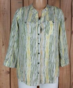 CORAL BAY Women's Size Petite L 3/4 Sleeve Button Down Striped Shirt Top   Size: Petite L  Measurements (laying flat): Bust 23" / Length 24"  Material: 55% Linen / 45% Rayon  Color: Multi-colored  #coralbay #clothing #boutiques #style #shop #shopping #whatstrending #women #clothes #ebaystore #store #sale #womensclothes #womensfashion #ontrend #shopmycloset #ebay #fashion #clothesforsale #forsale #fashionista #womenswear #shoponline #fashiontrends #instacloset #instasale #instashop #instastyle #i Coral Bay, Striped Shirt