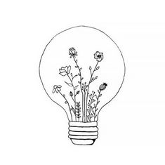 a light bulb with flowers inside it