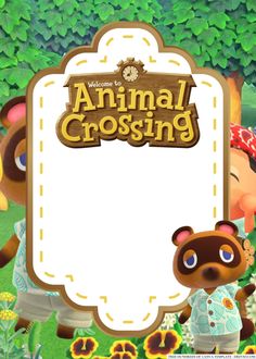 an animal crossing poster with two animals in the background